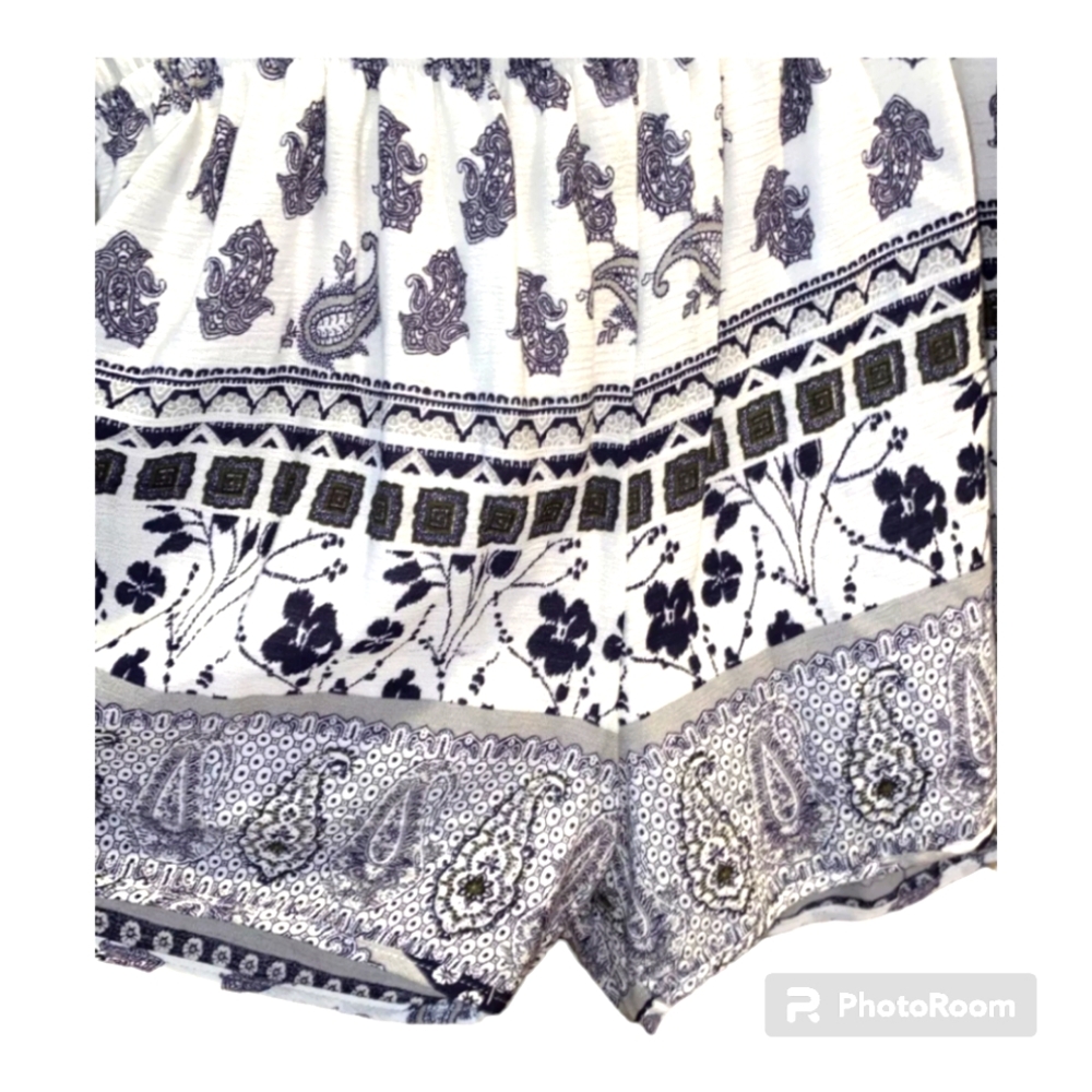 Fraiche by J size L Paisley Printed long sleeve Romper Boho Summer Beach - Picture 2 of 3